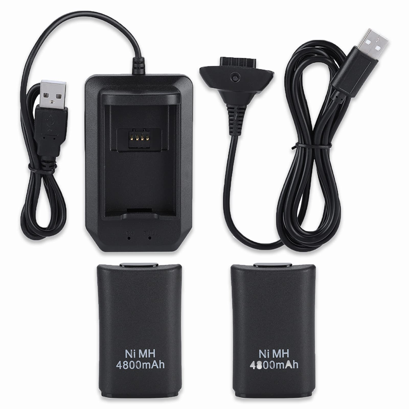 Hakeeta - Batería Recargable de 4800 mAh para Cargador Xbox 360 en Juego con Cable USB y Base de Carga