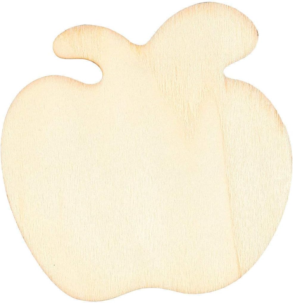 Unfinished Wood Cutout - 24-Pack Apple Shaped Wood Pieces for Wooden Craft DIY Projects, Gift Tags, Home Decoration, 3.5 x 3.5 x 0.1 inches