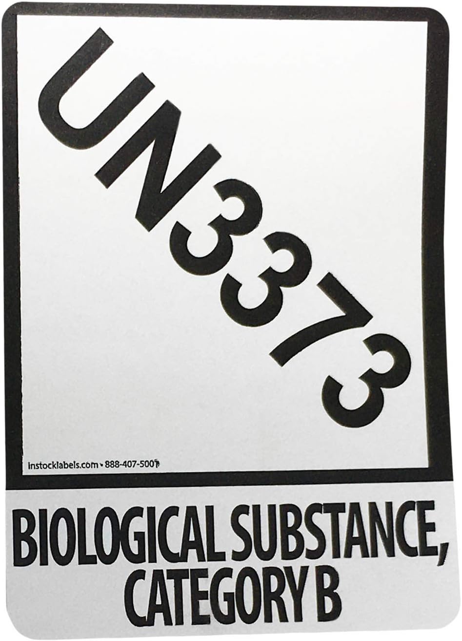 Small UN3373 Labels for Biological Substance Category B 2 x 2.75 Inch 500 Total Labels