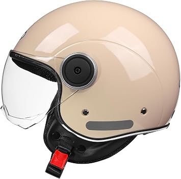 Bike Helmet Jet Helmet Scooter Helmet, Moped Helmet, Chopper Retro Vespa Vintage Pilot Bike Visor Helmet, All Weather, Unisex, ECE/DOT Approved A,XL60-61cm
