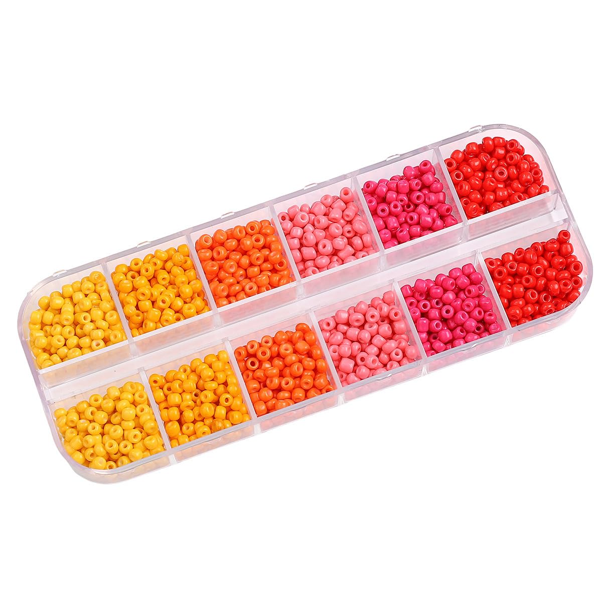 3mm Round Glass Seed Beads, Small Glass Craft Beads with Storage Box for Crafting, Bracelets, Keychain Making, About 2000Pcs, Red/Yellow
