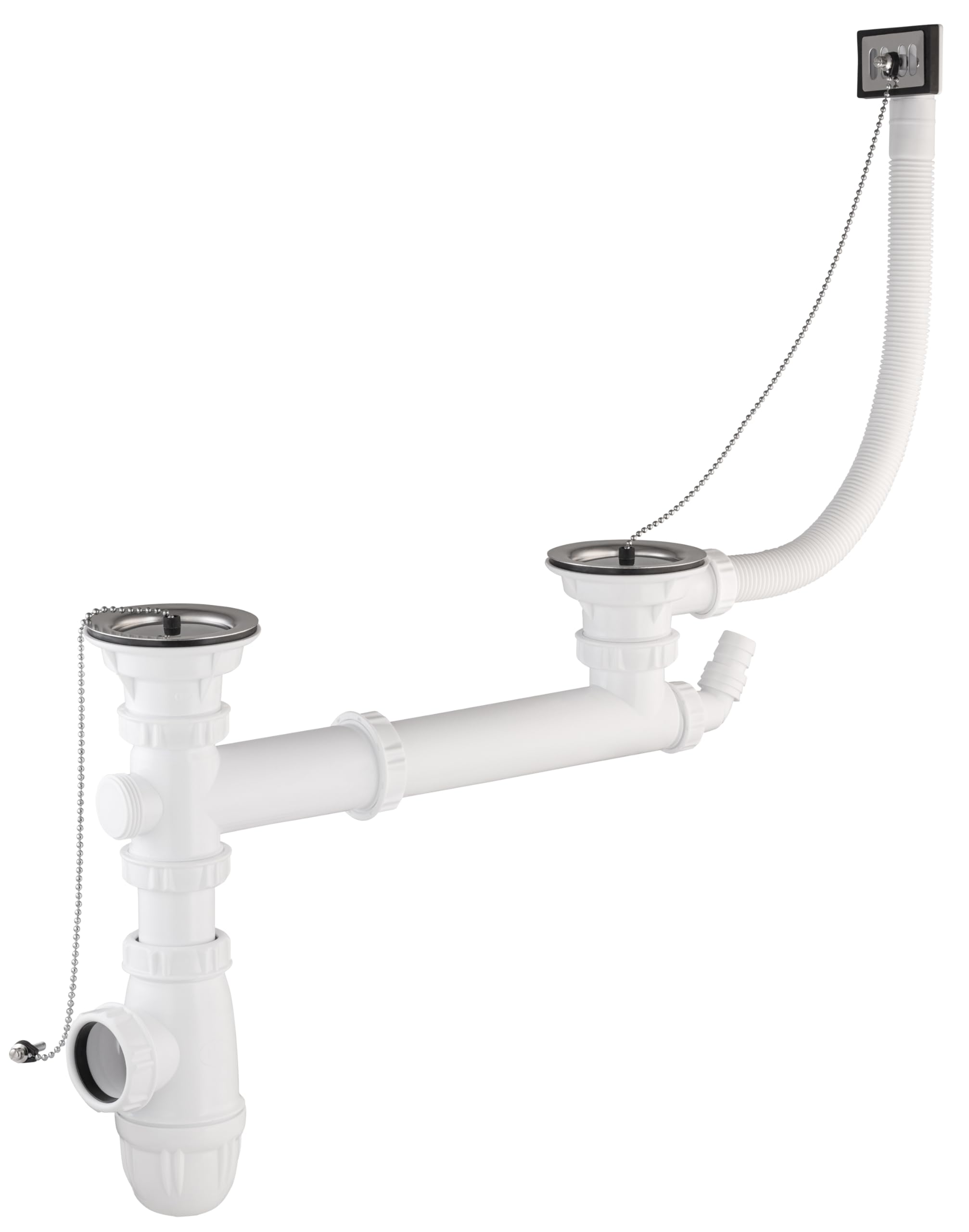 Vidage complet NF pour évier 2 bacs Ø60 mm entraxe réglable NOYON & THIEBAULT