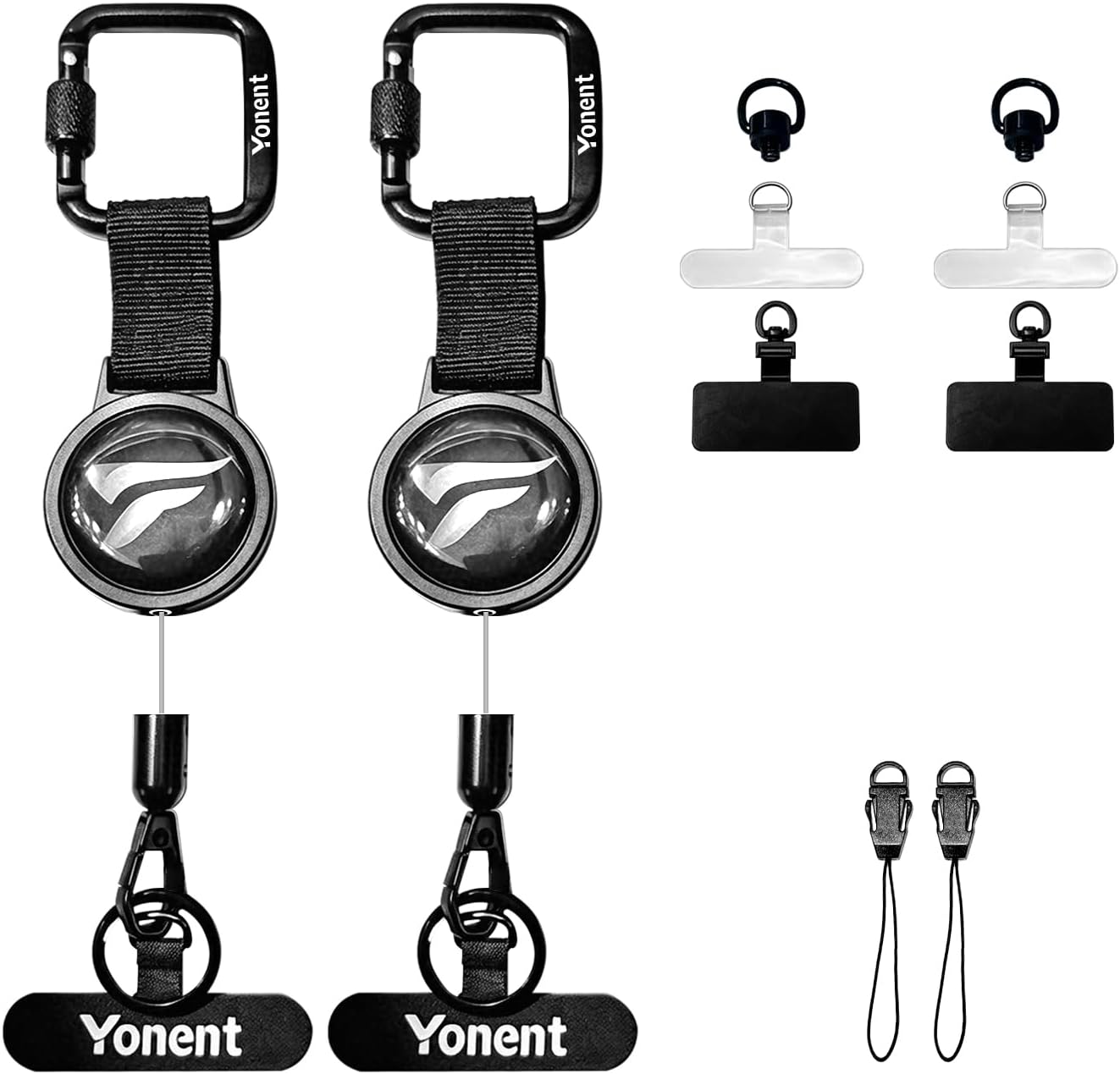 Anti-Theft Phone and Camera Tether (2) | cut-resistant retractable steel lanyard,dual metal anchors & clear tpu tab,locking carabiner for travel,hiking outdoor