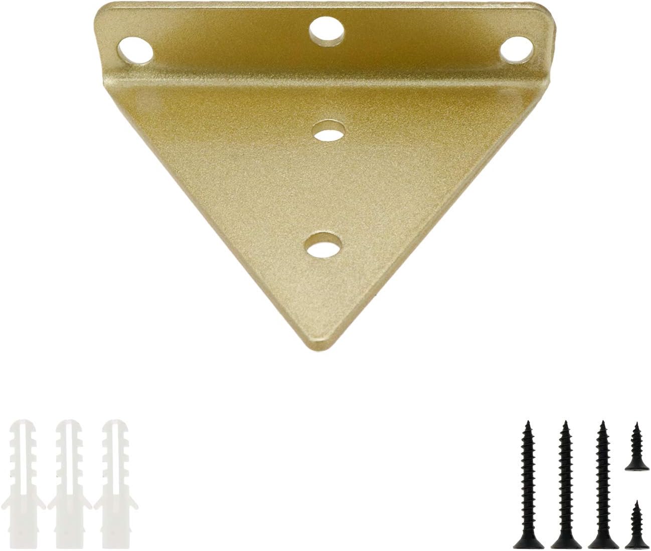 Geesatis 4 Pcs Wall Mounted Shelving Brackets Triangle Support Shelf Bracket Heavy Duty Hanging Bracket, with Mounting Screws, Gold
