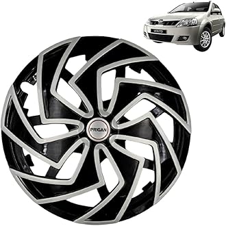 PRIGAN Wheel Cover for Mahindra VERITO 14 Inch Black Silver Wheel Cap (Available in 13,14 Inch) (Set of 4 Pcs) (Press Fitting) Model- Spider BS-14