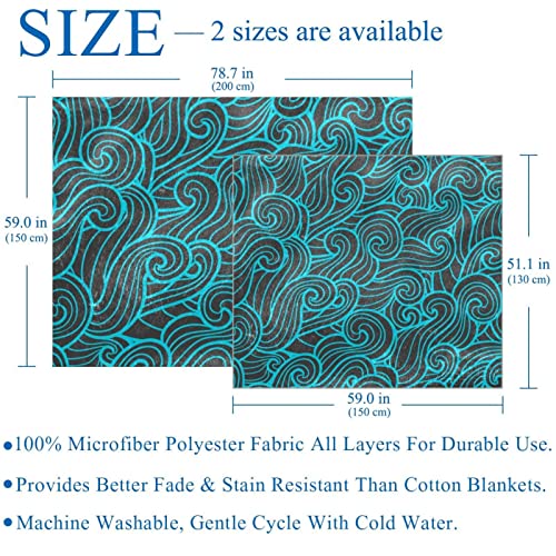 Couverture douce motif vagues pour cocooning sur canapé et voyage
