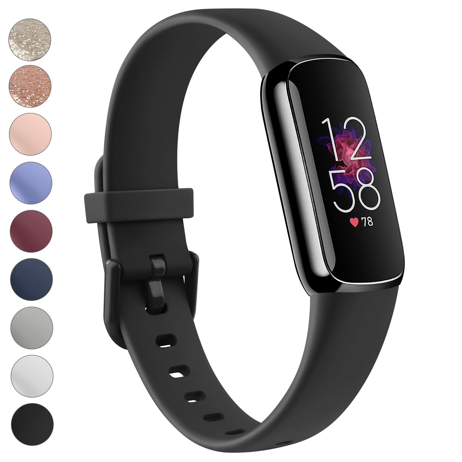 Vanjua Band Compatible with Fitbit Luxe Bands Women Men, Soft Silicone Adjustable Waterproof Sport Replacement Wristbands Strap for Fitbit Luxe Fitness Tracker