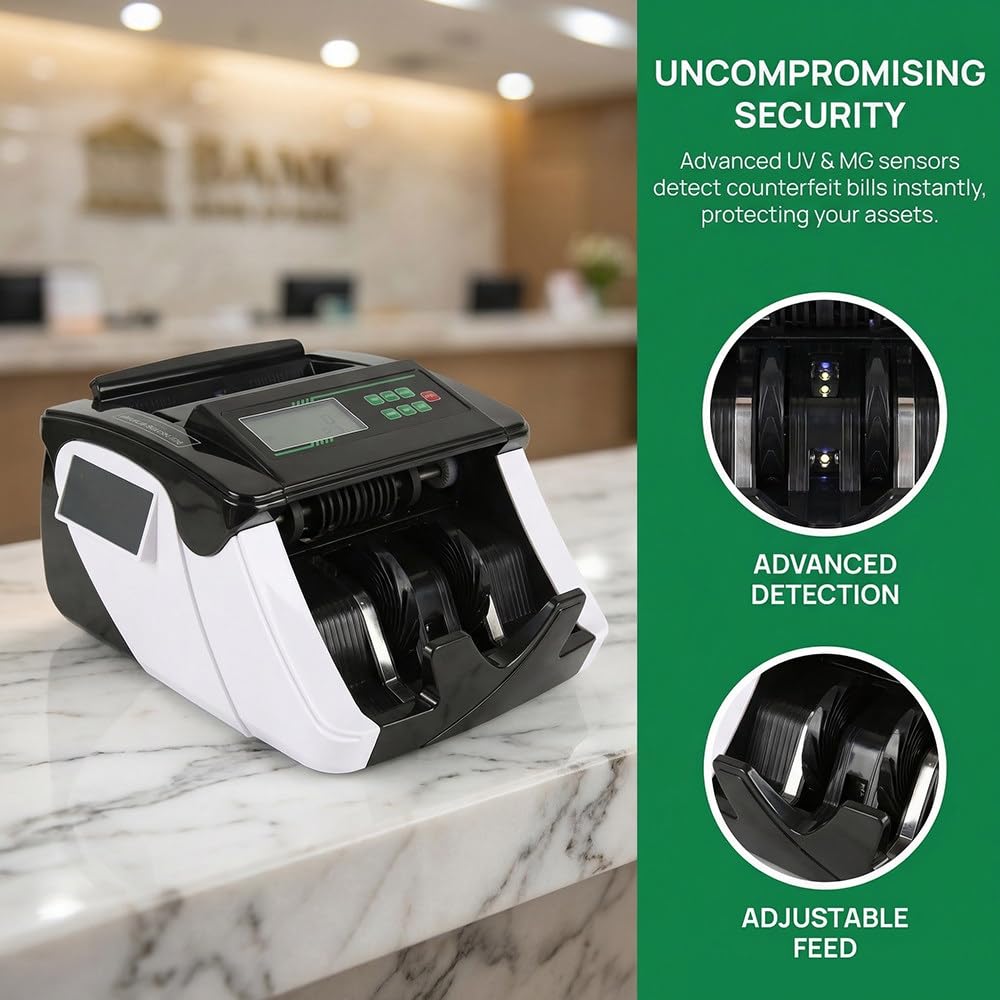 Conta Banconote,Con Conteggio Del Valore,Con Display Lcd,900 Banconote/Minuto,Contabanconote Per Dollari Ed Euro,Rilevamento Anticontraffazione,Elaborazione In Batch,Capacità 180 Banconote