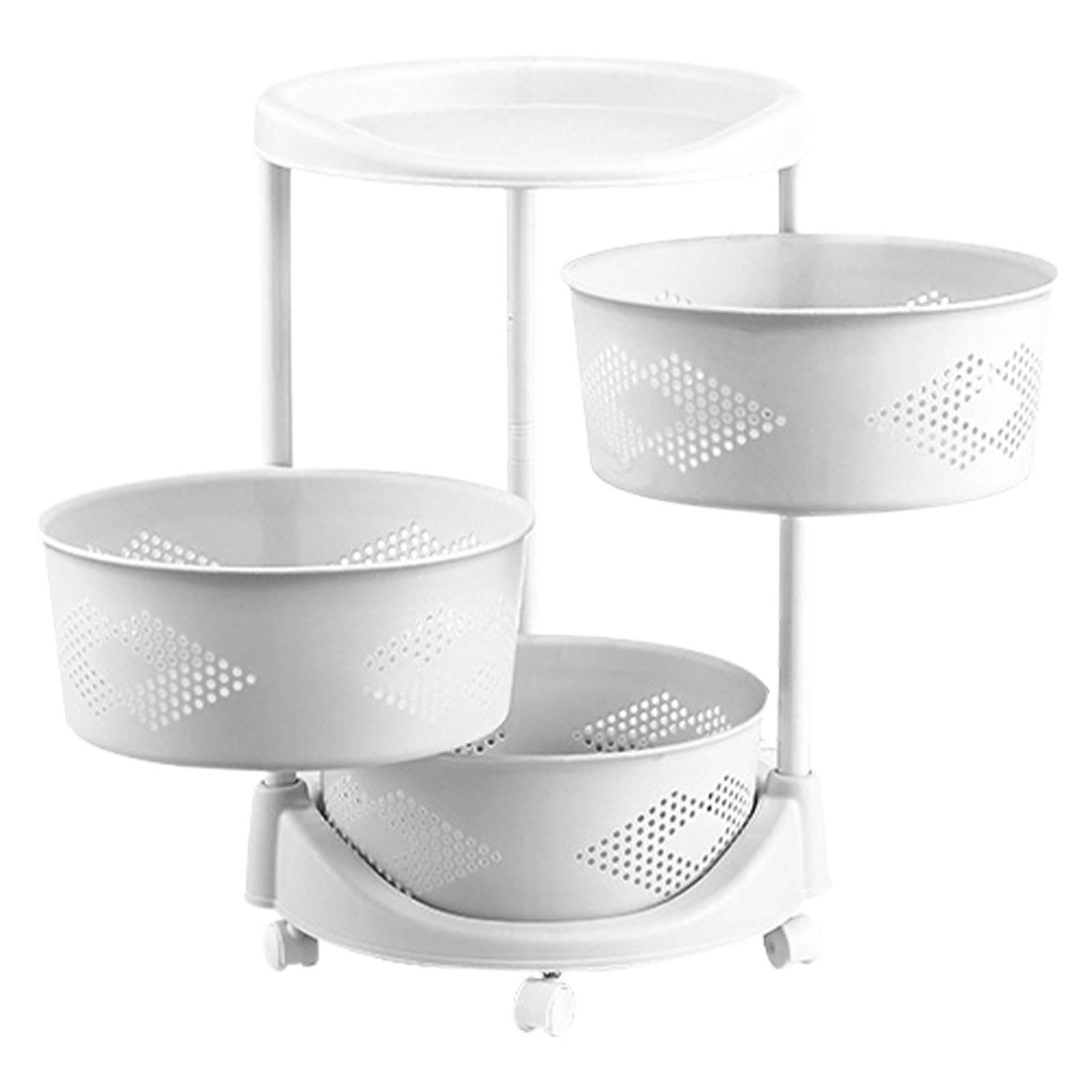 Carrello a tre livelli – Utilità in metallo, carrelli portaoggetti con | ruote, organizer per artigianato con tazze appese ganci cestino in rete | Comodino cucina ufficio forniture d'arte mobile