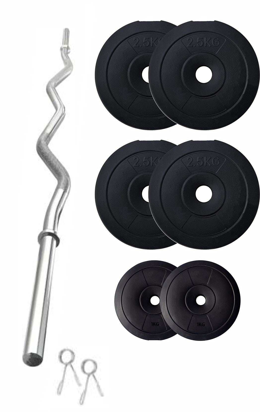 FitBox Sports Home Gym - W/A Curl Rod & Weight Plates 12kg (2.5kg x 4 + 1kg x 2), Black (B098LGMB56) Amazon Price History, Amazon Price Tracker