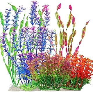BEGONDIS 5Pcs Artificial Aquarium Plants Set, Artificial Plastic Plants Fake Aquatic Plants Artificial Fish Tank Plants for Aquarium Decorations