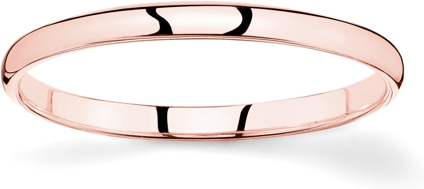 14k Rose White Yellow Gold 2mm Plain Wedding Band Light Comfort Fit Ring