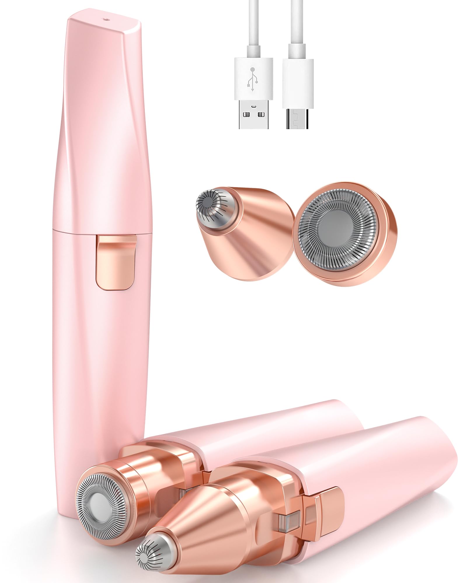 Rasuradora Facial Mujer recortadora de cejas electrica: iFANZETECH Rasuradora Facial Electrica Eliminar Vello sin Dolor con Luz Smartlight Labio Superior, Barbilla, Mejillas y Cejas Regalo Mujer,Rosa