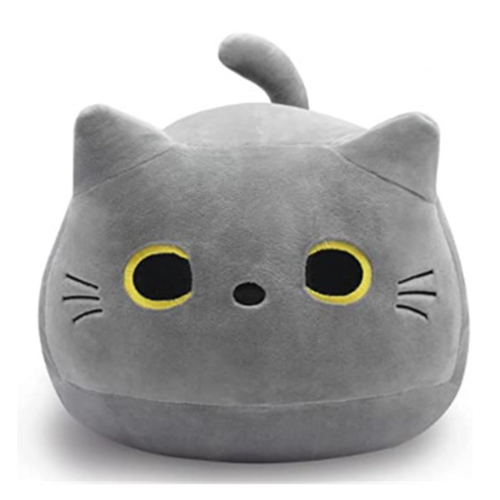 KUKUShining Cute Cat Plush Pillow, Soft and Cuddly Stuffed Animal Plushie Kawaii Doll Ideal for Children Boys Birthday Girls(Grey,40cm/15.7in)