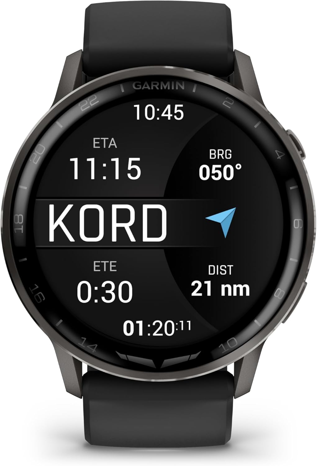 Garmin D2™ Air X15, Versatile Aviator Smartwatch with GPS, LED Flashlight, Health and Fitness Features, Aviation Weather, Built-in Microphone/Speaker, Slate with Black Silicone Band