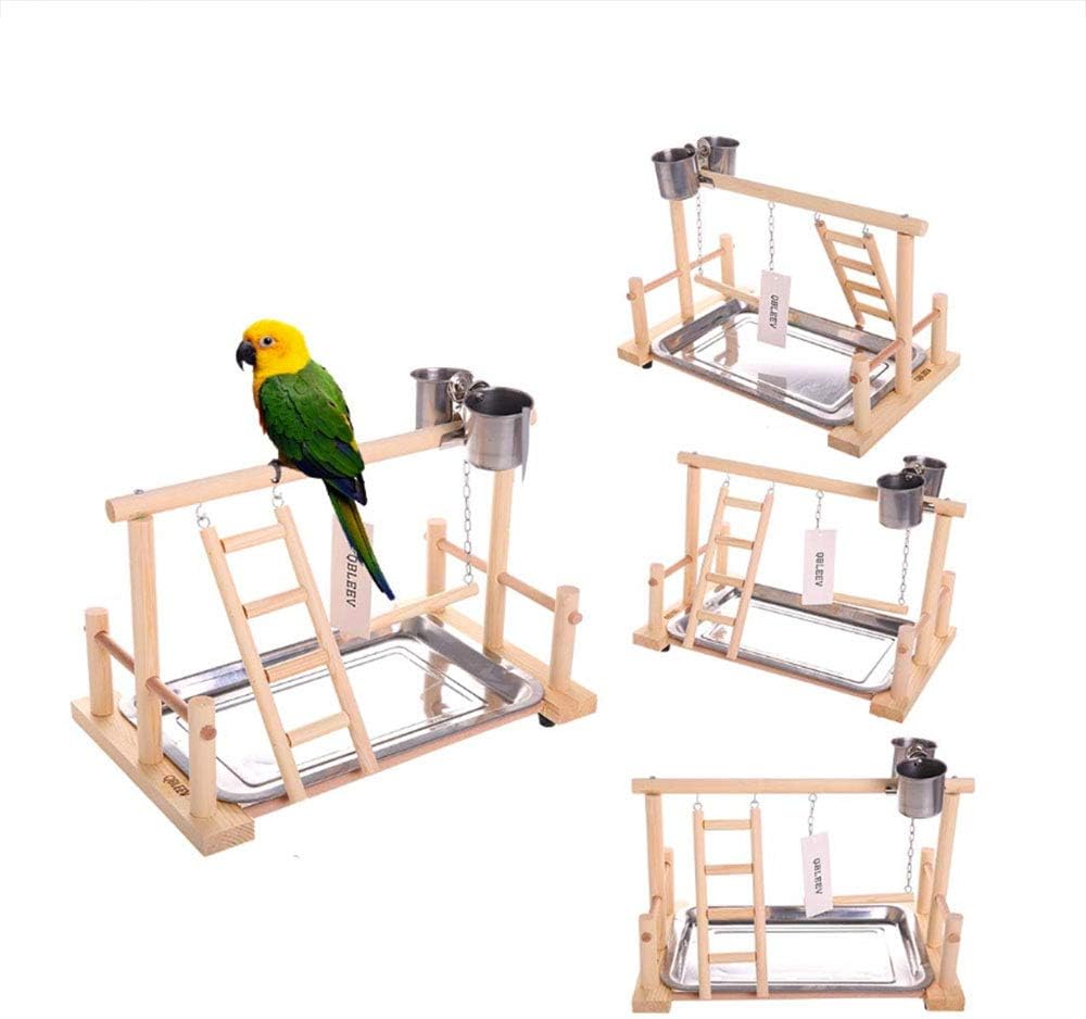 ANTOLE Parrots Playstand Bird Training Stand Playground Wood Perch Gym Stand Playpen Ladder with Toys Exercise Playgym for Conure Lovebirds Cockatiels, Conures, Parakeets, Finch
