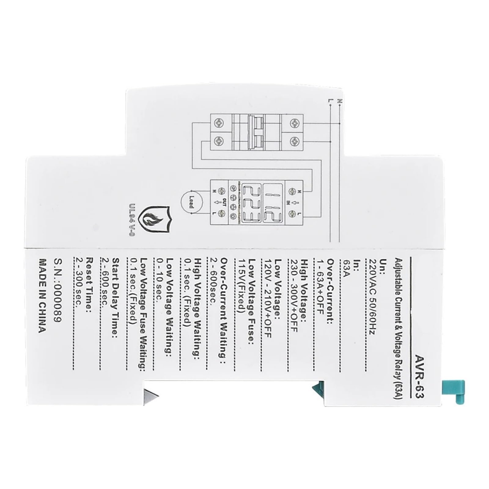 AVR-XX Dual Display Adjustable Voltage and Over-Current Protection Relay 40A 63A 1Pcs(63A)
