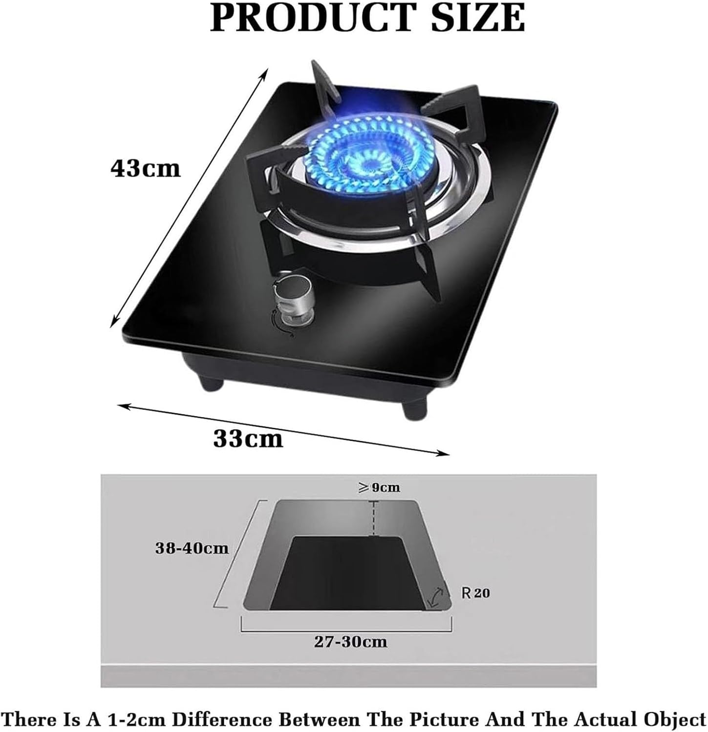 Gas Cooktop 1 Burner, 5.2KW Portable Stove, Large Fire Ring Wok, with Flame Out Protection, for Home Kitchens Camping Cooker(NG)(LPG)