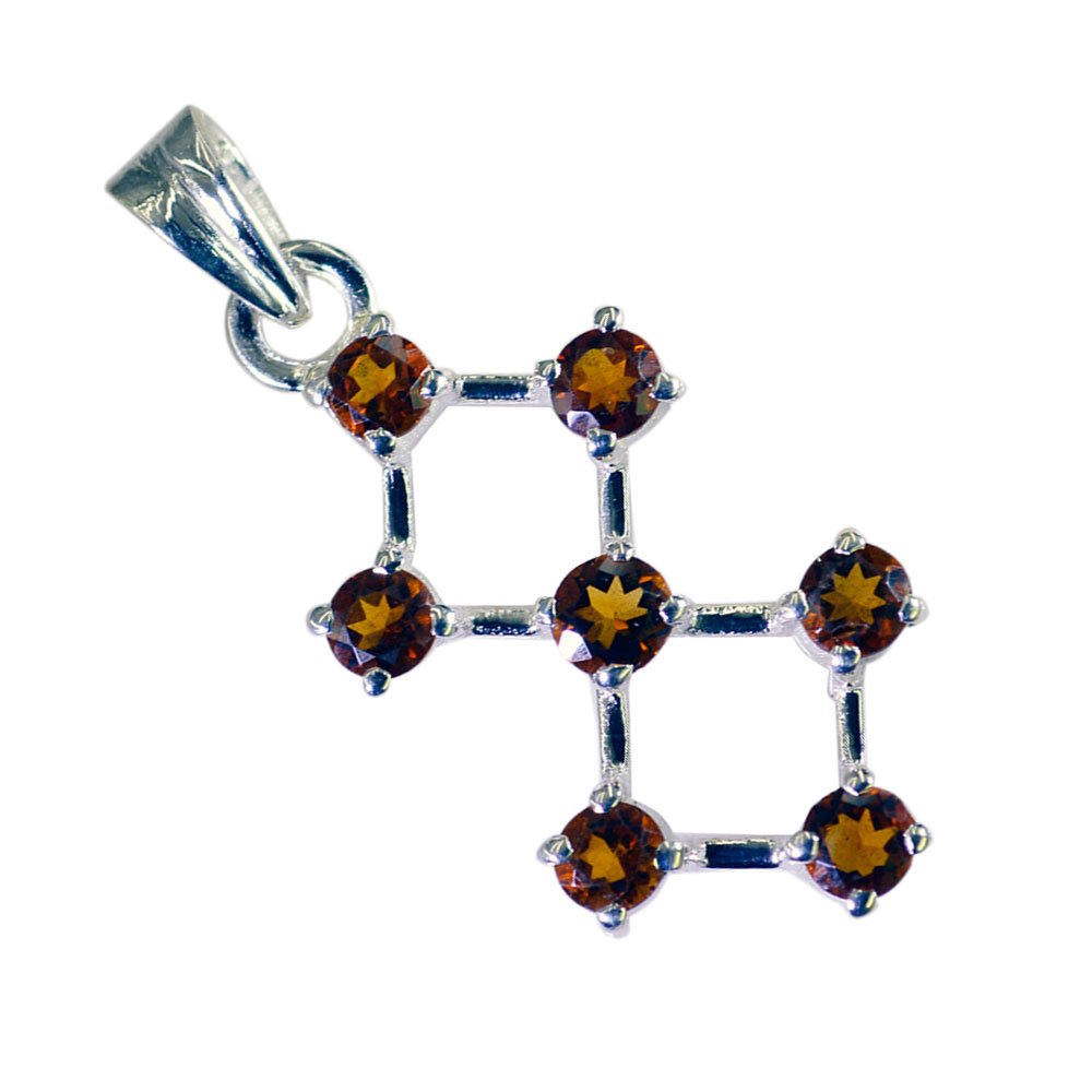 Pendentif en argent 925 et citrine véritable un bijou rond d'exception - 5