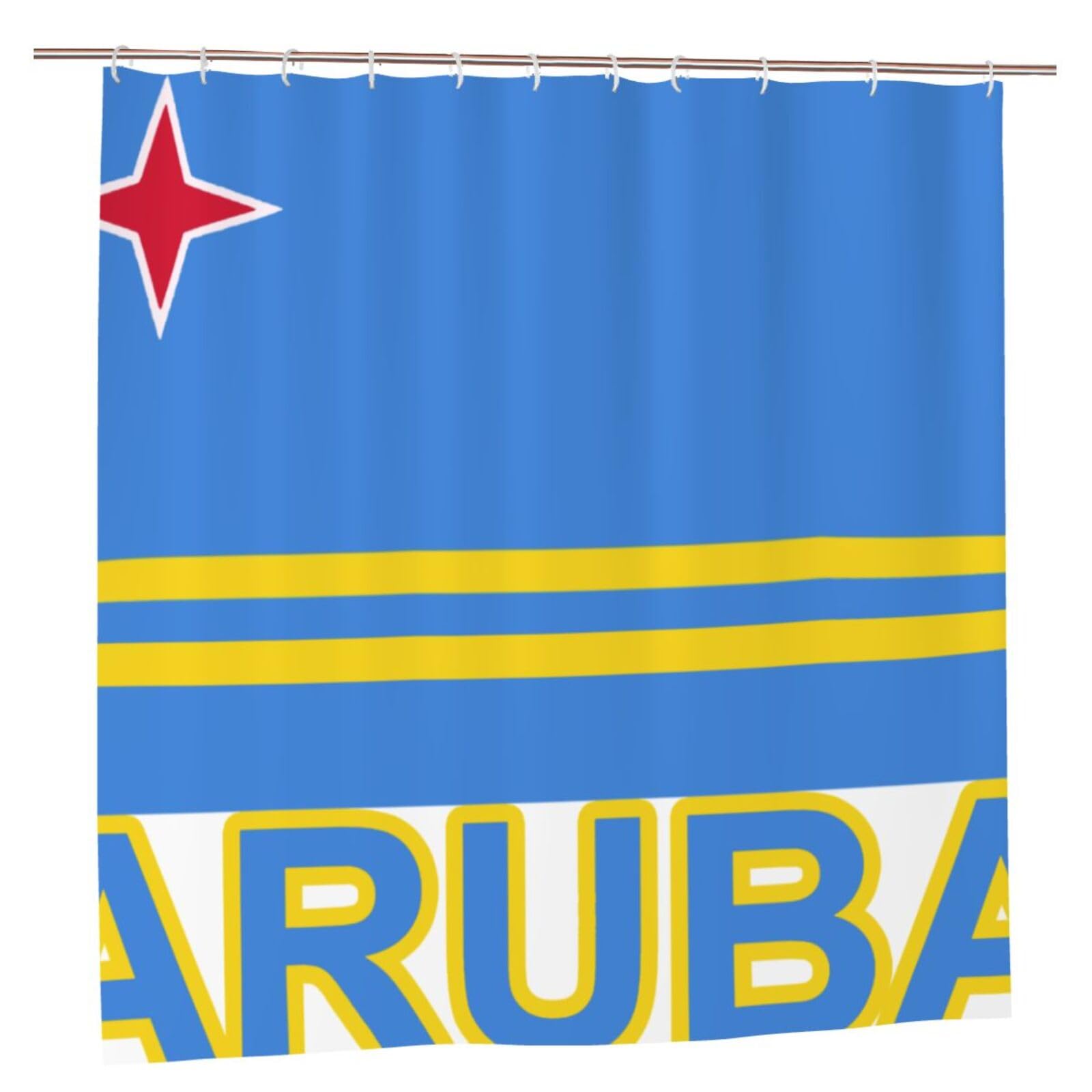 Oudrspo Aruba Flag Unique Designer Artwork Shower Curtain 72x72 Inch - Polyester Bathroom Decor with Metal Grommets