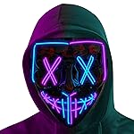 Poptrend Halloween Mask LED Light up Mask Scary mask for Festival Cosplay Halloween Costume Masquerade Parties,Carnival,Gift (Blue+Purple)