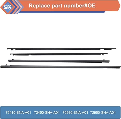 Miniatura 2 de ZONFANT 4 unidades de cinturón de sellado para ventana de puerta exterior de automóvil compatible con Honda Vehicle Civic 2006-2011, repuesto