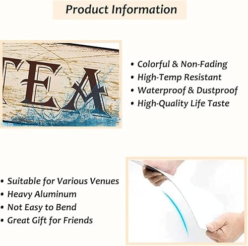 Snowsun Metal Sign Tea Time Vintage Signs Retro Tin Signs Aluminum Sign For Kitchen Home Garden Wall Bar Cafe Decor 4X16 Inches #TOP1