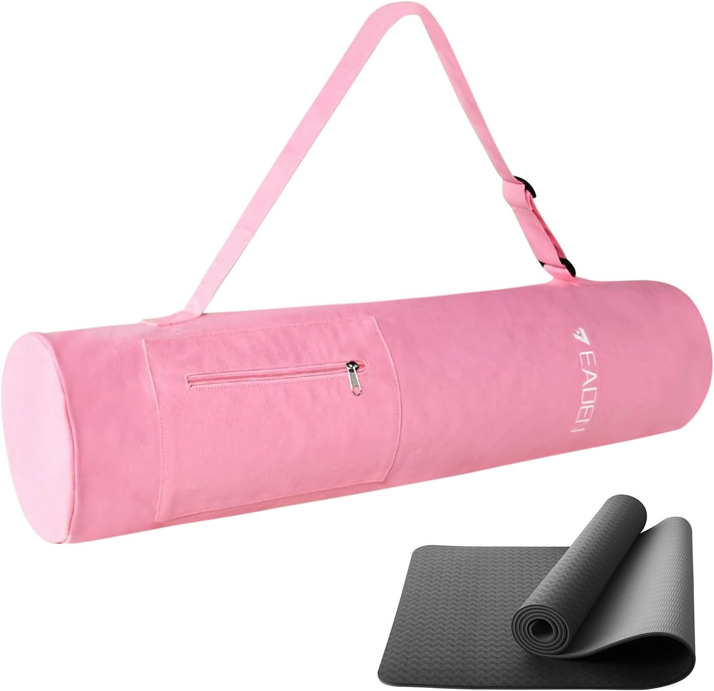 Cylindrical Shape Yoga Mat Bag Carrier with Adjustable Strap,Yoga Bag with Zippered & 1 Pocket for Women
