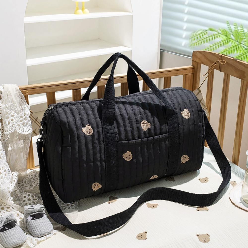 Bolsa de pañales convertible con bolsillos aislados y ganchos para cochecito para viajes recién nacidos, color negro — view 7