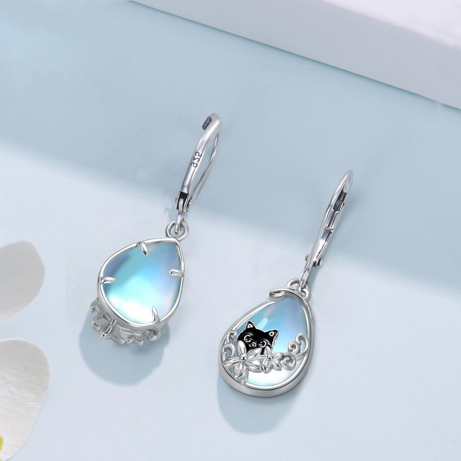 Black Cat Earrings 925 Sterling Silver Moonstone Earring Cat Jewelry for Women Birthday Gift - Image 4