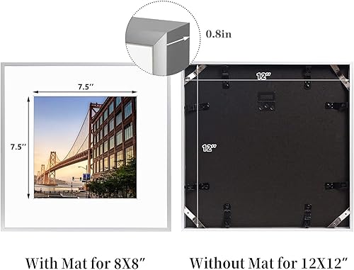 Vista 233 de Frametory - Marco de aluminio de 11 x 14 para fotos de 8 x 10 (en pulgadas), con paspartú marfil, de pared, con gancho de sierra, pestañas Bronce