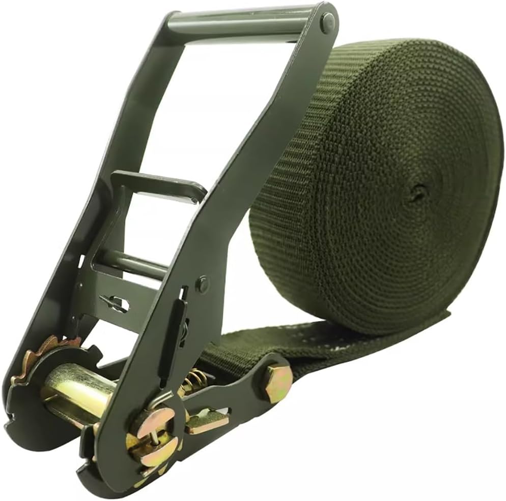 5 CM Wide 3.3-65.6' Long Heavy Duty Endless Ratchet Tie Down Straps, NO Hook Nylon Green Tie Down Straps for Motorcycles, Kayak, Trailer, Truck, Cargo, Roof Rack(L 2m/6.6')