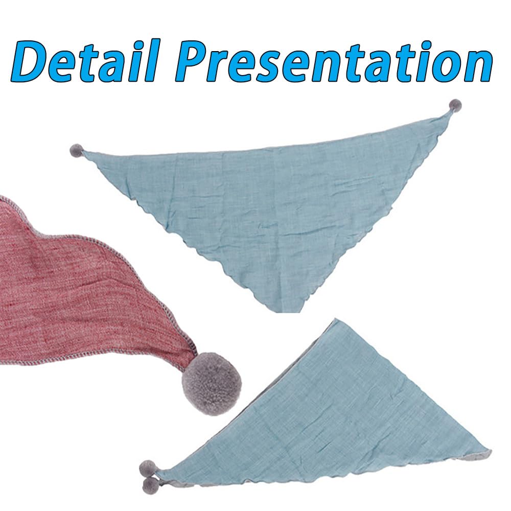Foulard triangulaire 72 × 48 cm pour enfant - En coton - Mignon et décontracté - Avec boule de cheveux - Doux - Couleur unie - Pour enfants - En mousseline - Parfait pour l'été, l'automne, l'hiver