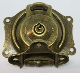 Antique Brass Trunk Lock with Keys - Patina Chest Steamer Old Spring Box Vintage