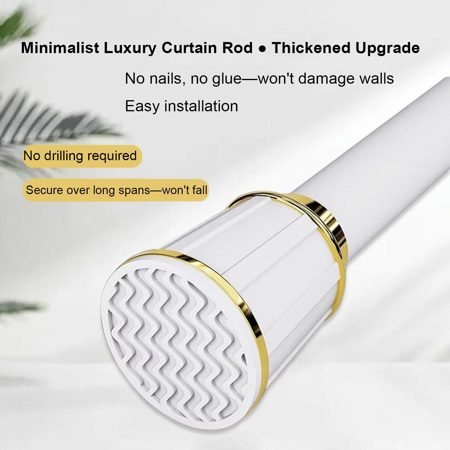 Tringle à rideau télescopique réglable de 40 à 500 cm, robuste sans perçage, pour la maison, la chambre, la salle de bain, le balcon (blanc, 1,6 m à 2,5 m)