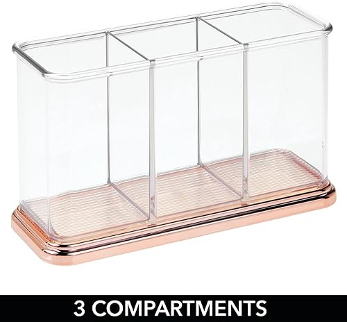 Miniatura 3 de mDesign Organizador de plástico con soporte para tazas, organizador de almacenamiento dividido para escritorios, oficina, mesas, espacios de