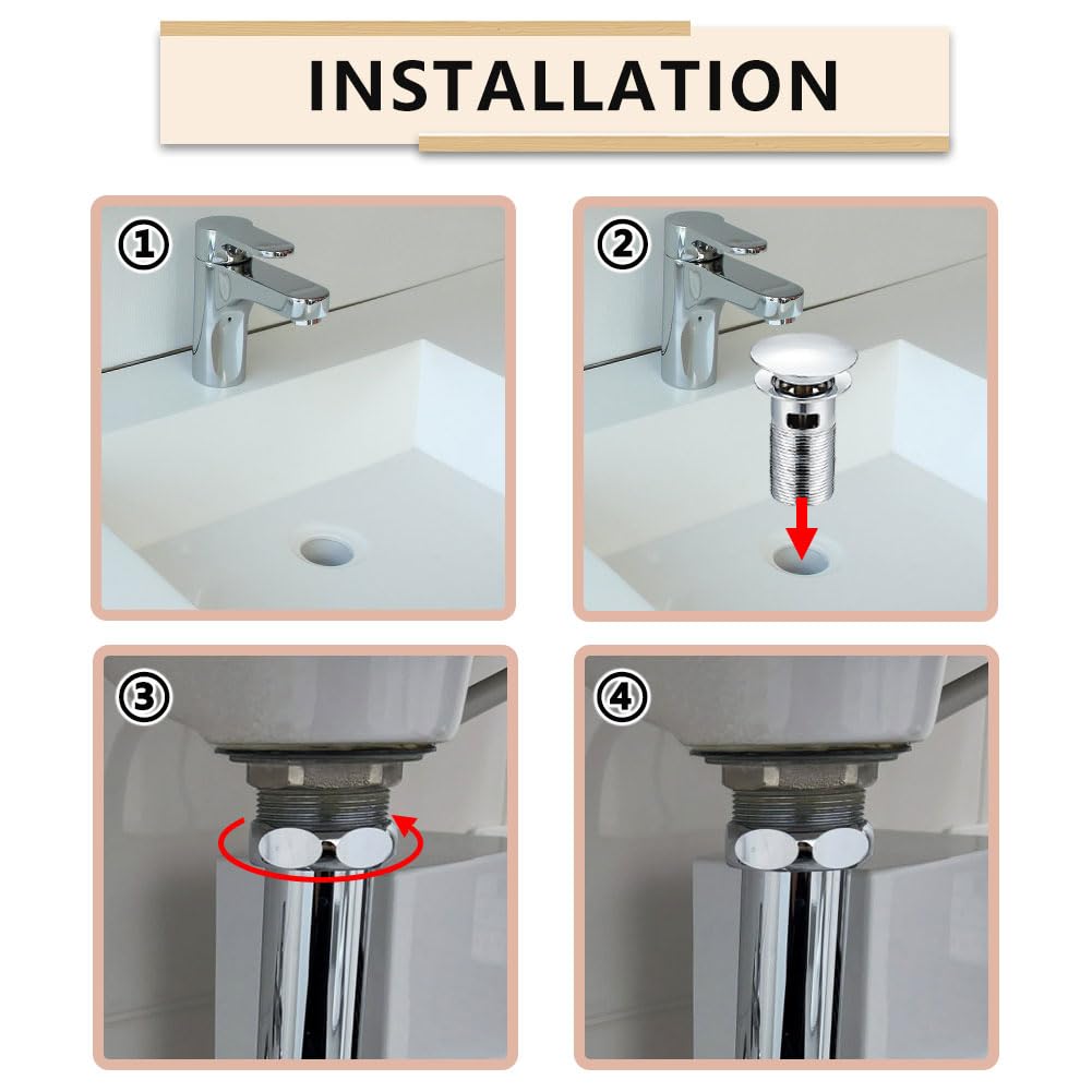 Juego de desagüe para lavabo con rebosadero, juego de desagüe para válvula de desagüe, válvula pop-up, juego de desagüe universal para lavabo y lavabo (Blanco)