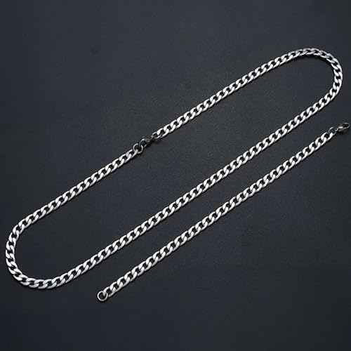 2-Piece 7mm Cuban Link Bracelet & Necklace Set, Polish, Fade-Resistant Men's Jewelry.