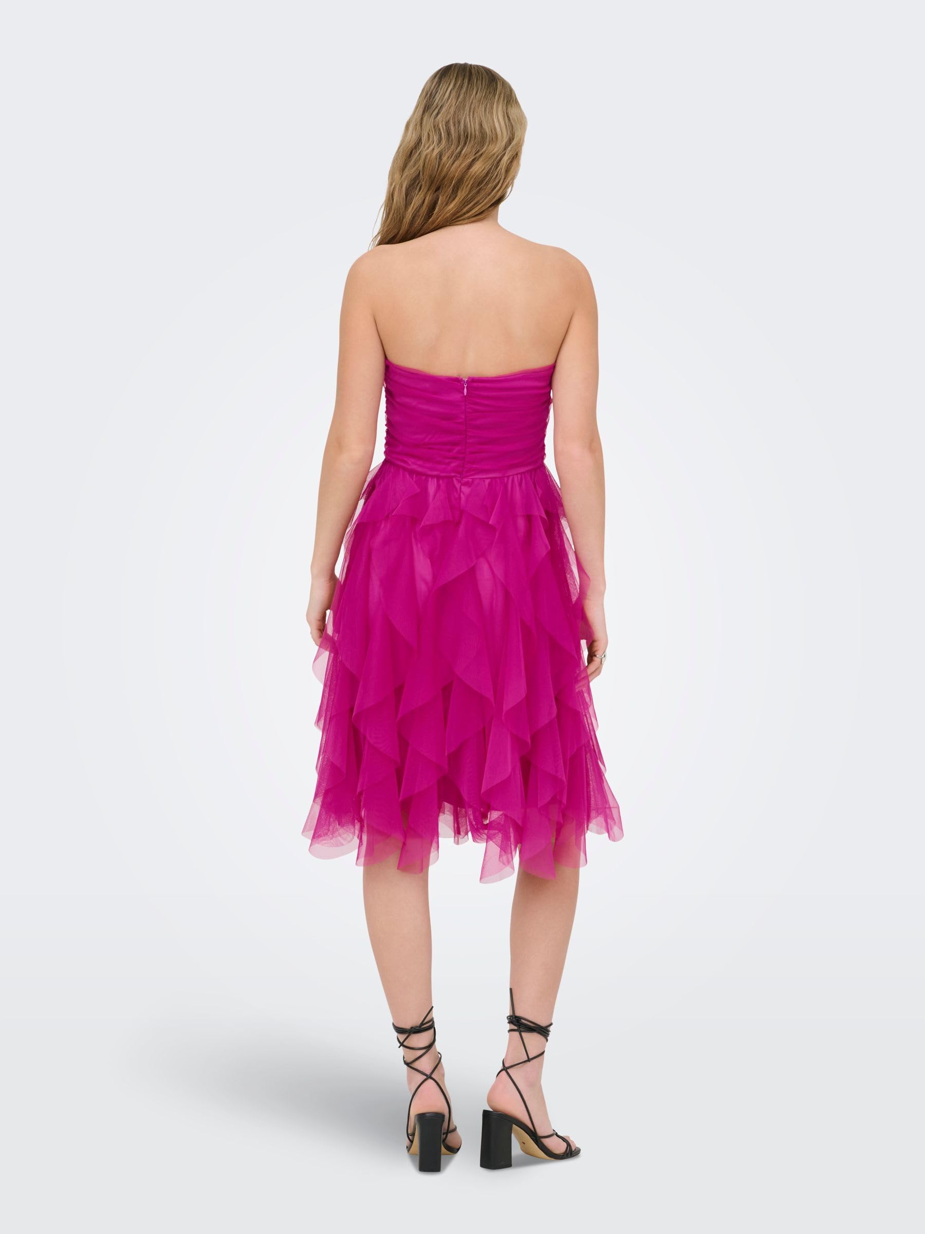 Only Onlhighsky S/L Ruffle Midi Dress Jrs Onlhighsky S/L Ruffle Midi Dress Jrs Donna (Pacco da 1)