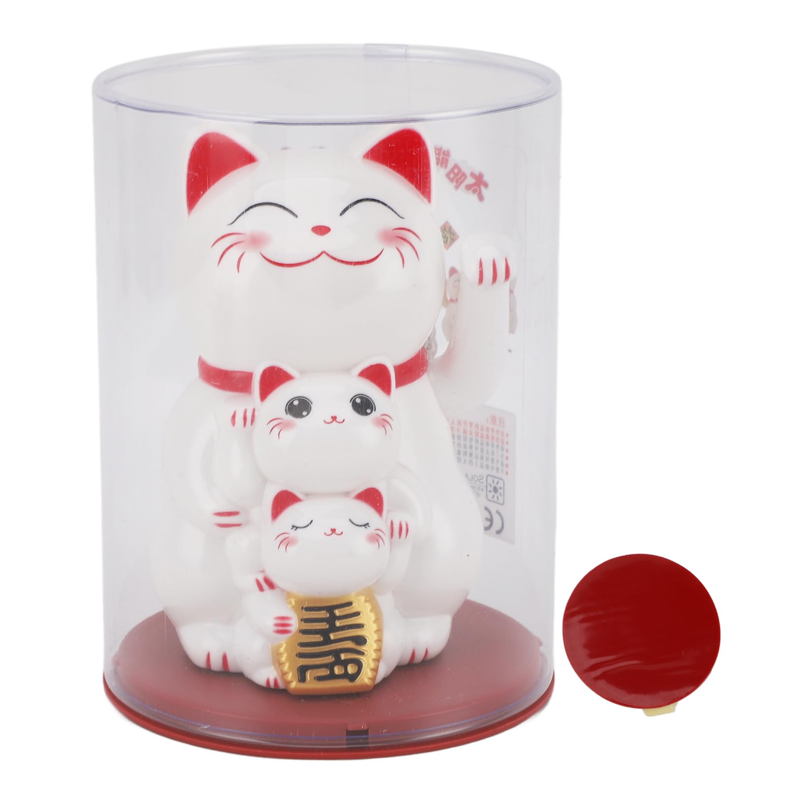 Chat agitant bras Greensen Maneki Neko solaire figurine chat porte-bonheur mignon de 4,5 pouces