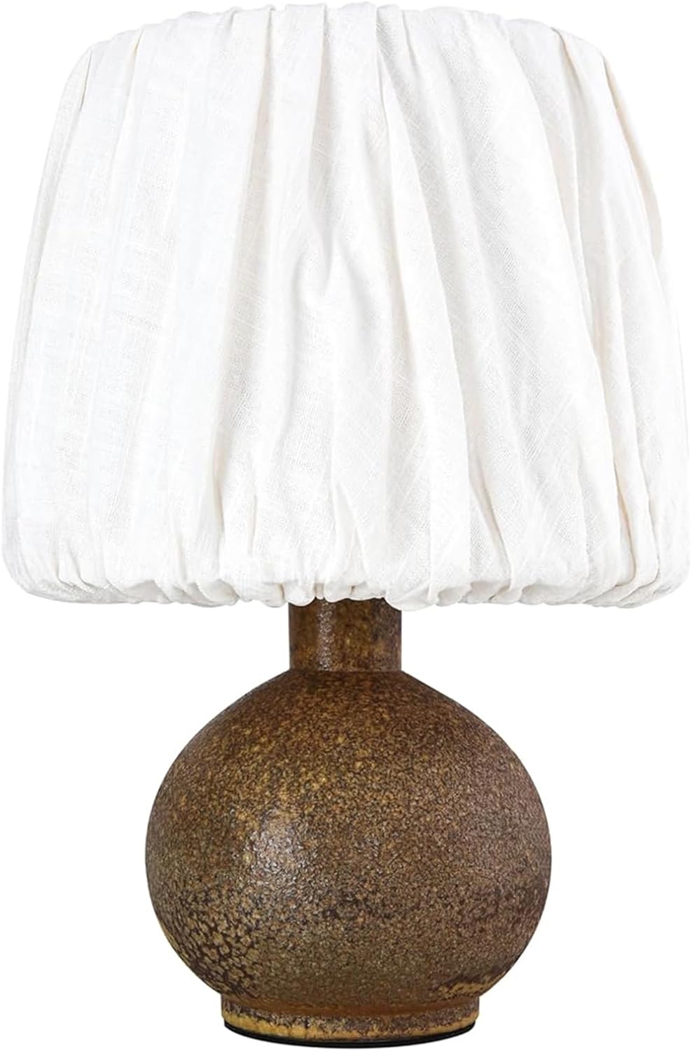 15.5" Antique Ceramic Table Lamp, Small Farmhouse Desk Lamp with Pleated Lampshade, Modern Table Lamps for Bedside Bedroom and Living Room - Side Table Lighting Lamps Replacement (Brown) image 5