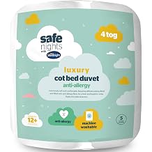 Silentnight Safe Nights Luxury Cot Bed Duvet 4 Tog - Anti Allergy Soft Breathable Snug Warm Nursery Junior Quilt for Children, Kids, Toddlers - Hypoallergenic and Machine Washable - 150x120cm
