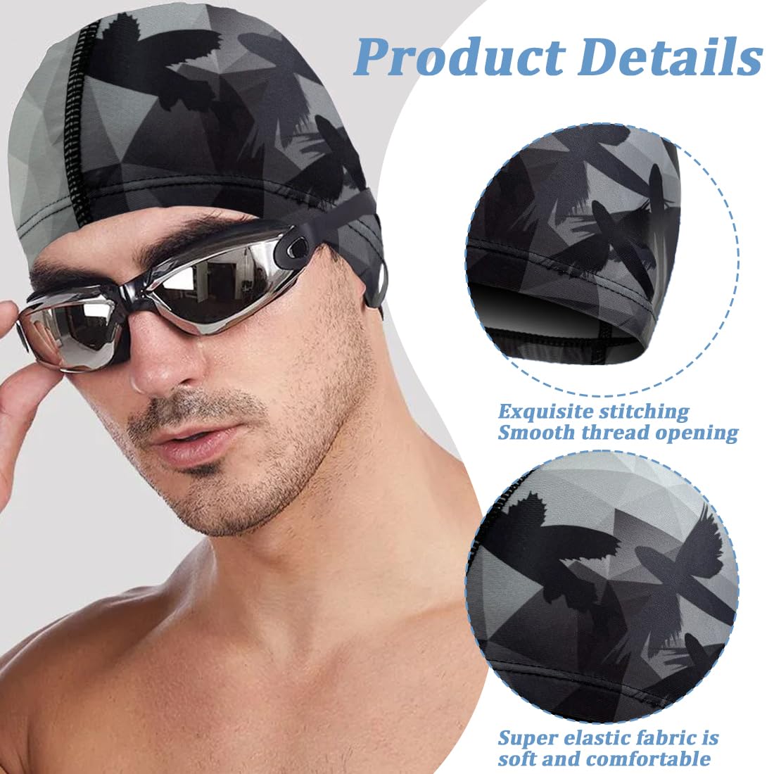 2 Pezzi Cuffia da Nuoto, Cuffia da Nuoto Unisex Cuffia da Nuoto, Cuffie Piscina Adulto Tessuto Cuffia Nuoto Impermeabile, Cuffia da Bagno Unisex da Piscina Antiscivolo per Nuoto Bagno e Sport