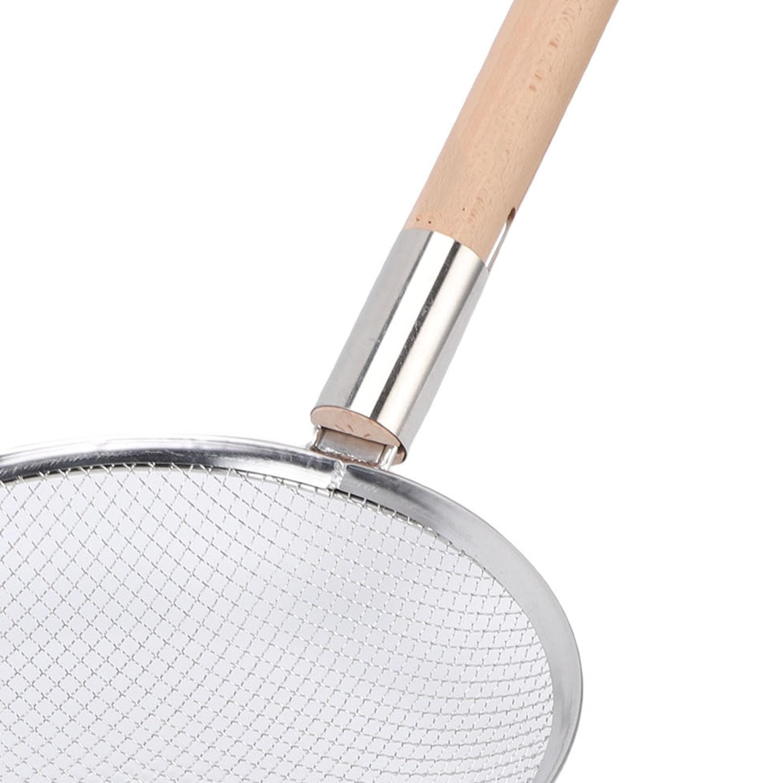 Wakects Schaumlöffel, Edelstahl, Feinmaschiges Sieb mit Holzgriff, 25,4 Cm Griff Zum Braten von Suppen und Heißen Töpfen, Zum Abschäumen von Öl, Filtern von Lebensmitteln in der Heimischen Küche