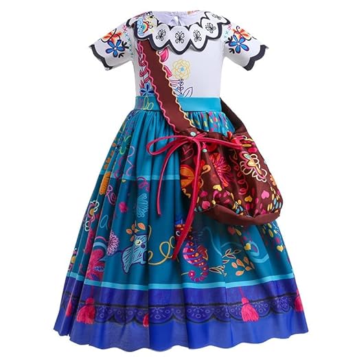 Sincere Party Vestido de niña Mirabel con bolso Encanto Princess Fancy Dress Up para niñas 7T-8T/130