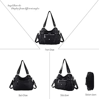 Angel Barcelo Hobo Fashion Handbags Women Spacious Shoulder Bags Washed Leather Shoulder Bag