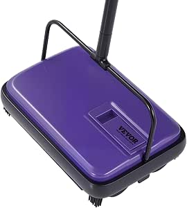 VEVOR Carpet Sweeper Manual, Floor Sweeper with 300 ml Dustbin, 6.7-inch Cleaning Width, for Home, Office, Carpets, Pet Hair, Dust, Purple