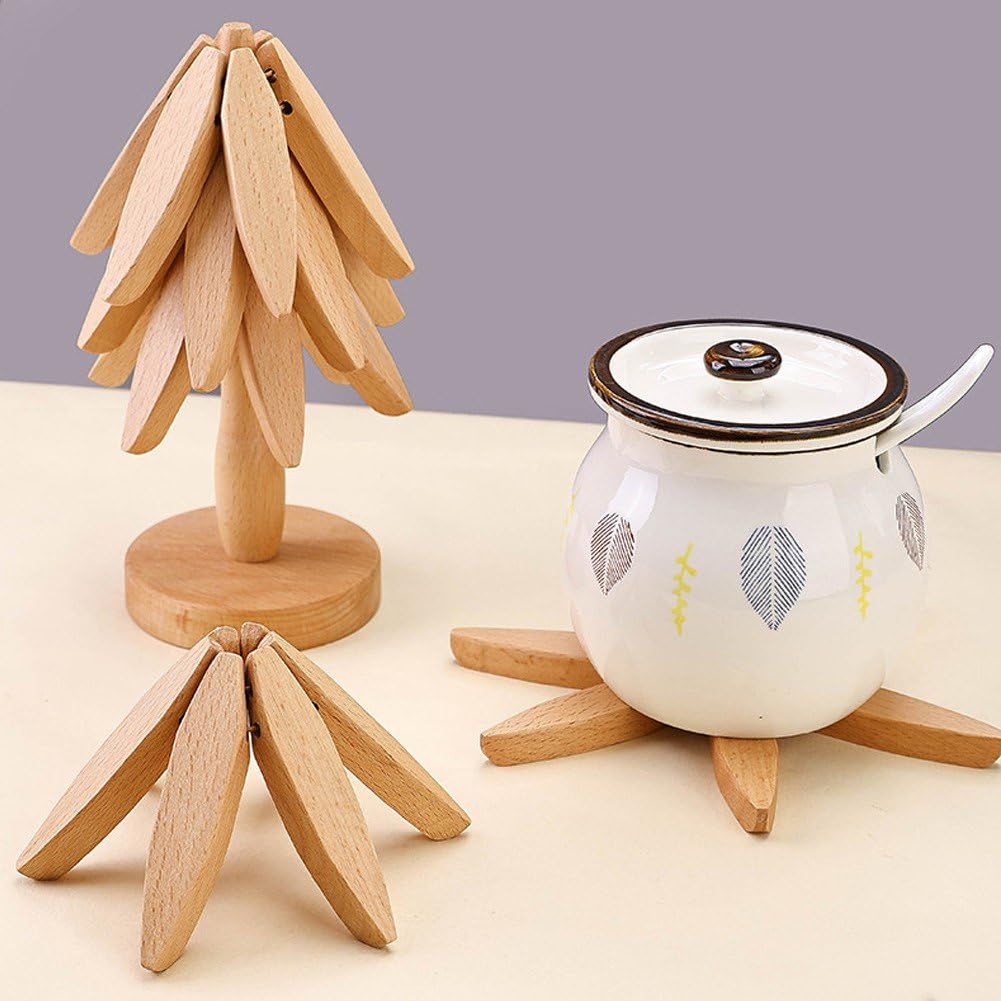 Dessous De Plat En Bois Forme Arbre - Lot 4 Pièces - 22,5x10 Cm - Décoration Cuisine
