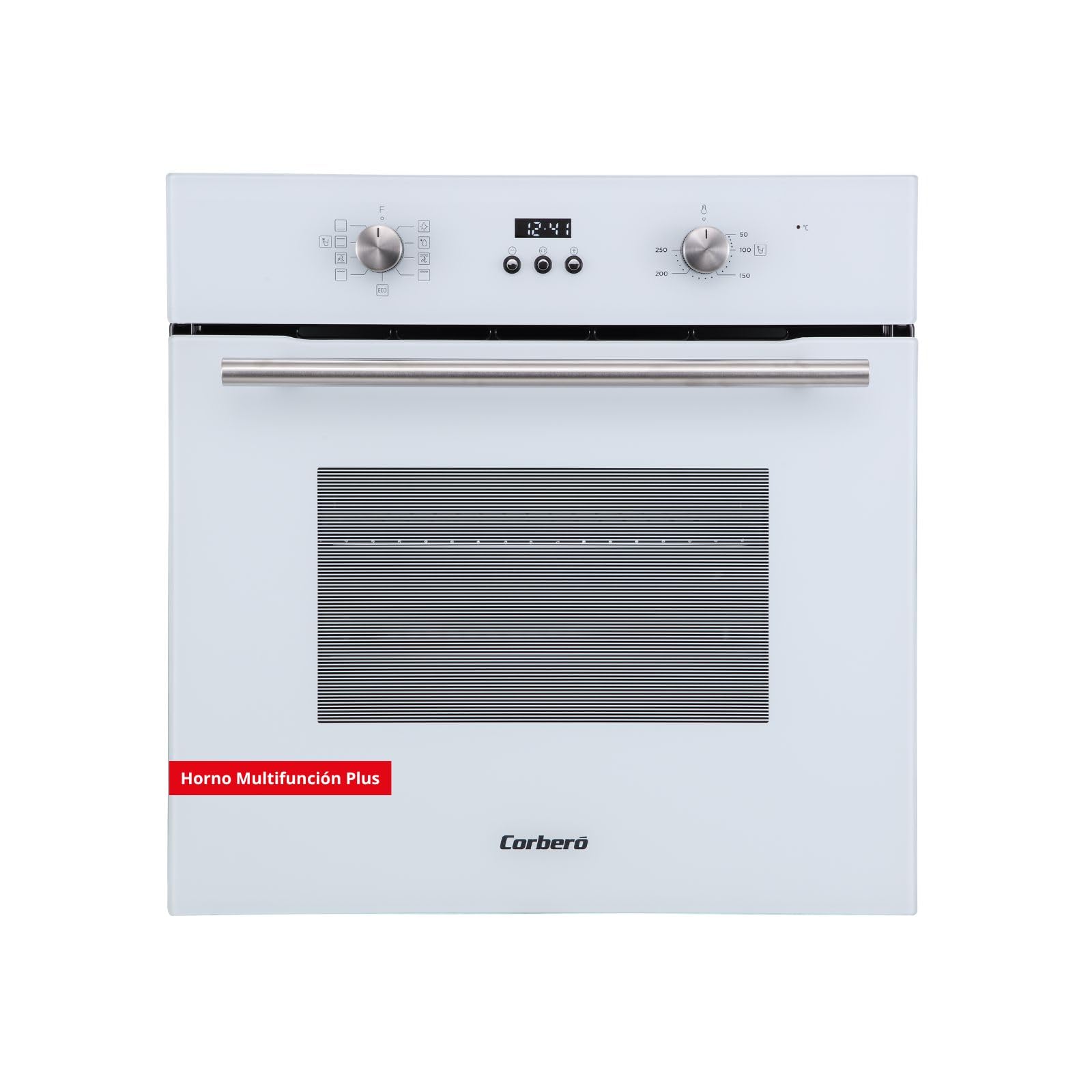 Corberó – Horno Multifunción Plus | CCHMD805W | 59x59x56 cm |70L | 8 Programas | Display Digital | Función Hidrólisis | 3000W | Doble Cristal | Guías Extraíbles | Cristal Blanco