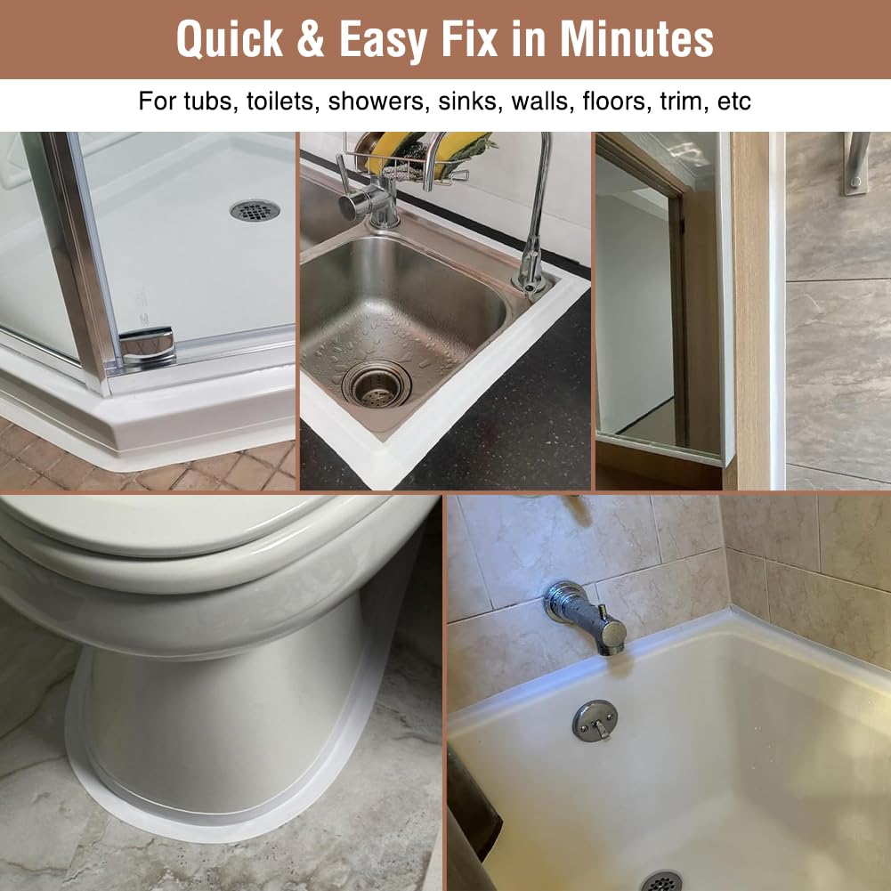 White Caulk Tape - Waterproof & Easy Peel -3